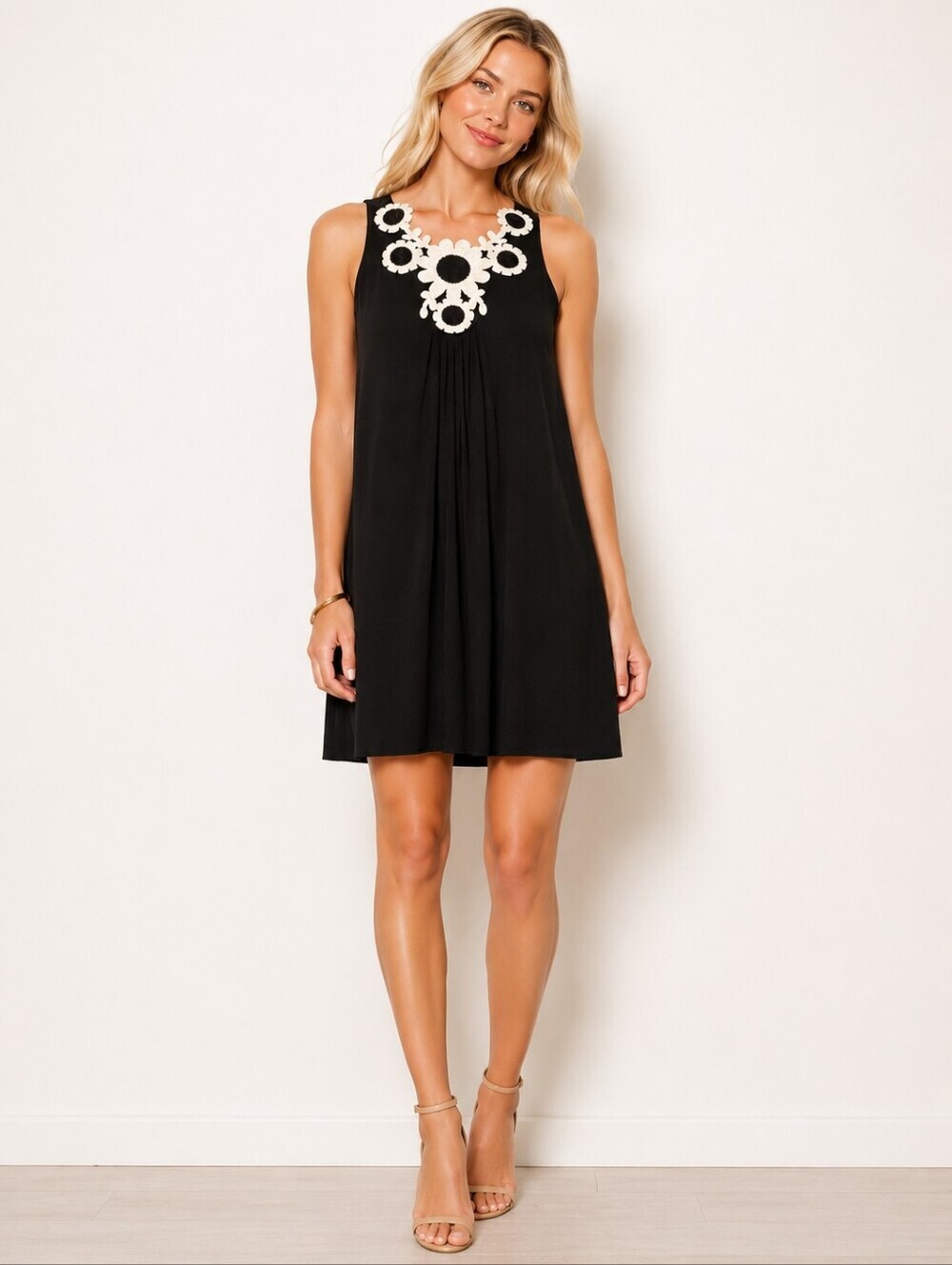❤️ MAX STUDIO CROCHETED FLORAL YOKE SHIFT DRESS, XS